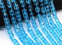 Бусины из циркона кубик гр.7*7мм цв.голубой, 39см, 59 бусин Радуга камня