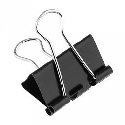 Зажим для бумаги 32мм металл, цвет - черный, набор 24 штуки, в пластиковой банке д9,8см h6,1см (Китай)