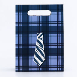 Цена за 5 шт. Подарочная коробка - пакет, упаковка с вырубной ручкой, «Мужской галстук», 19×9×27 см