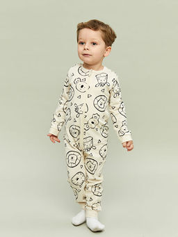 Fermuarl? Bask?l? Erkek Bebek Tulum