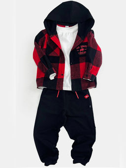 Брюки для мальчика штаны спортивные 22-0509 черный|красный - Mini maxi фото 5