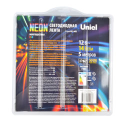 ULS-N02-5050-60LED/m-13mm-IP67-DC12V-14W/m-5M-RGB Светодиодная гибкая герметичная лента. NEON. Катушка 5м. в блистере. RGB. ТМ Uniel