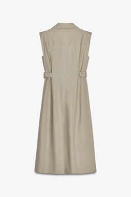 LINEN BLEND MIDI DRESS - Zara фото 14