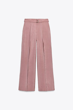 FLOWING WIDE-LEG TROUSERS WITH BELT - Zara фото 5