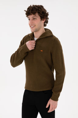 Джемпер Regular Fit хаки из акрила