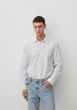 Cizgili Beyaz Gomlek