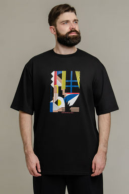 Арт. 61137 Футболка мужская оверсайз 48-56 (5 шт) Цвет:черный - Идеал фото 4