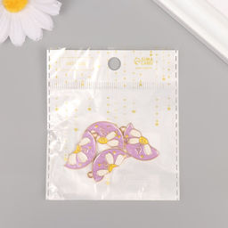 Цена за 4 шт. Декор для творчества металл, эмаль Ромашка - половинки, набор 2 шт., 2.8?2.7 см