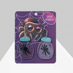 Серьги акрил Пауки в банках, цвет чёрно-голубой в серебре - Queen fair фото 2