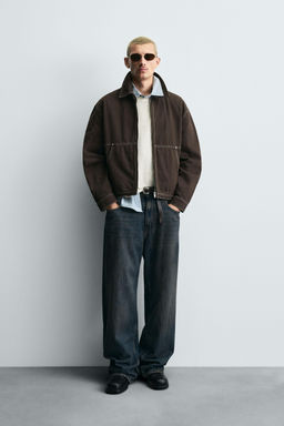 CONTRAST STITCH WASHED JACKET