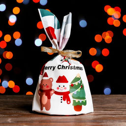 Цена за 20 шт. Пакет полиэтиленовый подарочный новогодний, с ушками Merry Christmas, 13?21.5 см