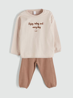 Bisiklet Yaka Erkek Bebek Sweatshirt ve E?ofman Alt 2li