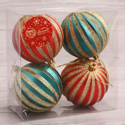 Ёлочные игрушки Марианн, шары новогодние, d=8 см, набор 4 шт., МИКС - Зимнее волшебство фото 2