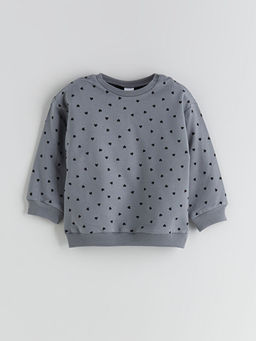 Bisiklet Yaka Bask?l? K?z Bebek Sweatshirt ve Tayt 2li