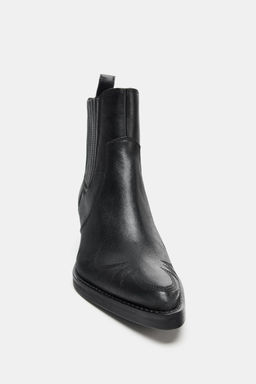 LEATHER COWBOY ANKLE BOOTS WITH TOPSTITCHING - Zara фото 5