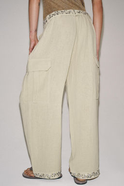 PANTAL?N CARGO LENTEJUELAS ZW COLLECTION / Khaki claro