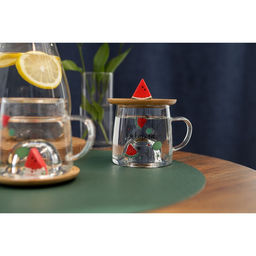 Кружка «Арбузик», 300 мл, с деревянной крышкой, стекло, прозрачная