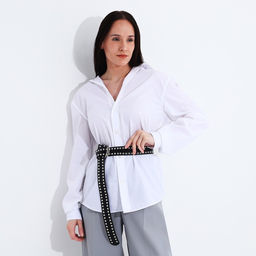 Ремень женский, ширина 3,6 см, пряжка металл, люверсы, цвет чёрный - Simaland фото 3