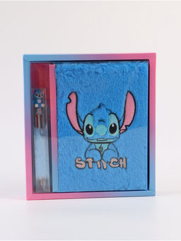 Блокнот пушистый и ручка многоцветная «Стич», голубой