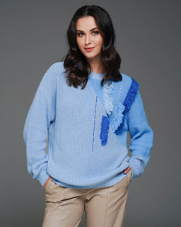 Авторский вязанный джемпер с БАХРОМОЙ 100% ХЛОПОК