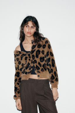 ANIMAL JACQUARD KNIT CARDIGAN - Zara фото 10