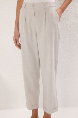 TRENDYOLMILLA Bej Duble Paca Arka Beli Lastikli Pantolon TWOSS25PL00094  фото 4
