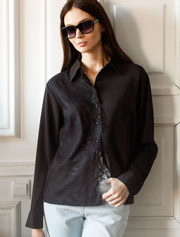 Блузка вечерняя из креп шифона с кружевом