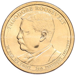 Монета 1 доллар 2013 года (D) США 26-й президент США Теодор Рузвельт