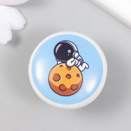 Фурнитура для шкатулки, ручка Космонавт на метеорите, керамика, металл, 3.8?3.8 см