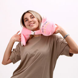 Подушка - подголовник для путешествий Котик, мягкая игрушка, 70 см - Milo toys фото 2
