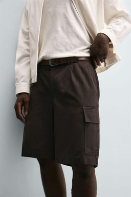 LYOCELL-COTTON CARGO BERMUDA SHORTS - Zara фото 5