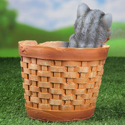 Декоративное кашпо для цветов «Котёнок в круглой корзине», 18×16.5×20.5 см, полистоун