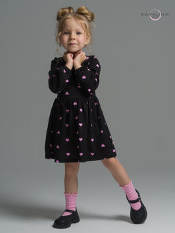 Платье Моана розовые сердечки на черном - Sovalina фото 2