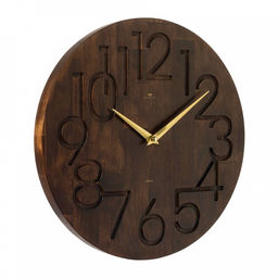 Часы настенные, интерьерные, бесшумные, d-35 см, дерево, открытые, темный циферблат