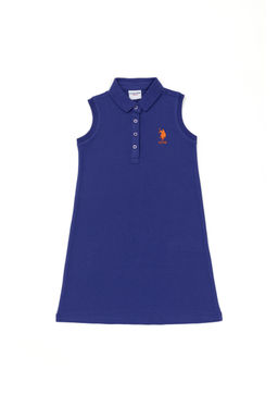 Синее вязаное платье для девочки