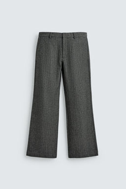 HERRINGBONE TEXTURED SUIT TROUSERS WITH WOOL - Zara фото 7