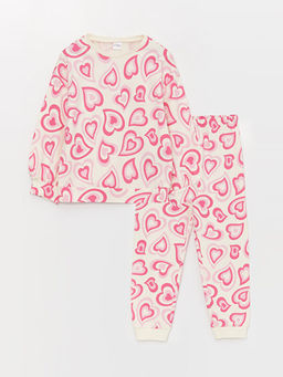 Bisiklet Yaka Bask?l? Uzun Kollu K?z ?ocuk Pijama Tak?m?