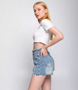 Джинсовые шорты #КТ8699 (1), голубой