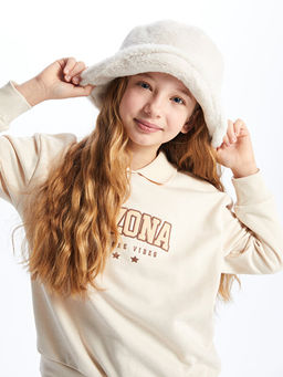 Polo Yaka Nak??l? Uzun Kollu K?z ?ocuk Sweatshirt