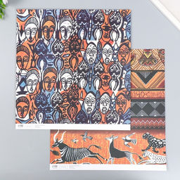 Цена за 5 шт. Бумага для скрапбукинга двусторонняя «Африка», плотность 180 г, 30.5×32 см