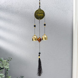 Музыка ветра «Слоны на монете», металл, 2 колокольчика, 37 см