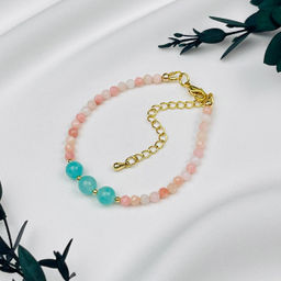 Браслет из розового Опала и Амазонита 16 см +