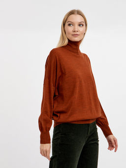 водолазка женская из шерсти с рукавом летучая мышь