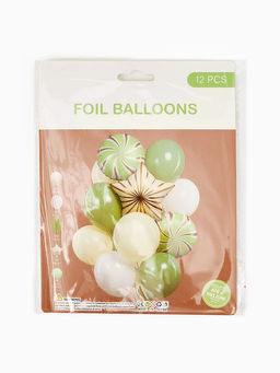 Воздушные шары "Зеленые грани" фольга, латекс, набор 12 штук