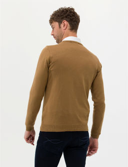 Camel Melanj Slim Fit V Yaka Basic Triko Kazak - Pierre cardin фото 5