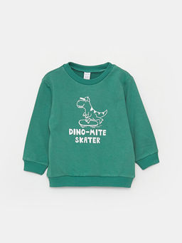 Bisiklet Yaka Uzun Kollu Bask?l? Erkek Bebek Sweatshirt - Waikiki фото 3