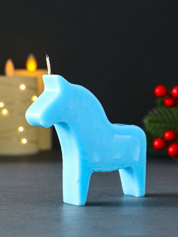 Цена за 2 шт. Декоративная свеча новогодняя «Лошадка», 95×105 мм, голубой