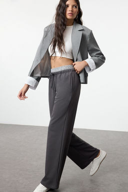 Antrasit Lastik Bel Detayl? Straight/Duz Kal?p Orme Esofman Alt? Pantolon TWOAW25EA00013 - Trendyolmilla фото 2