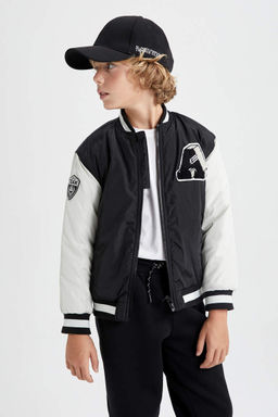 Водоотталкивающий бомбер для мальчиков с воротником-стойкой - Defacto фото 6