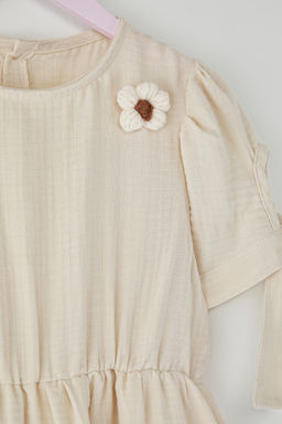 Tas K?z Cocuk Cicek Detayl? K?sa Kol Dokuma Elbise TKDSS25EL00057 - Trendyolmilla фото 2